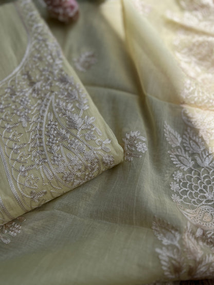 Pastel  Mal Chanderi Embroidered Suit Collection