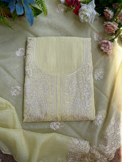 Pastel  Mal Chanderi Embroidered Suit Collection
