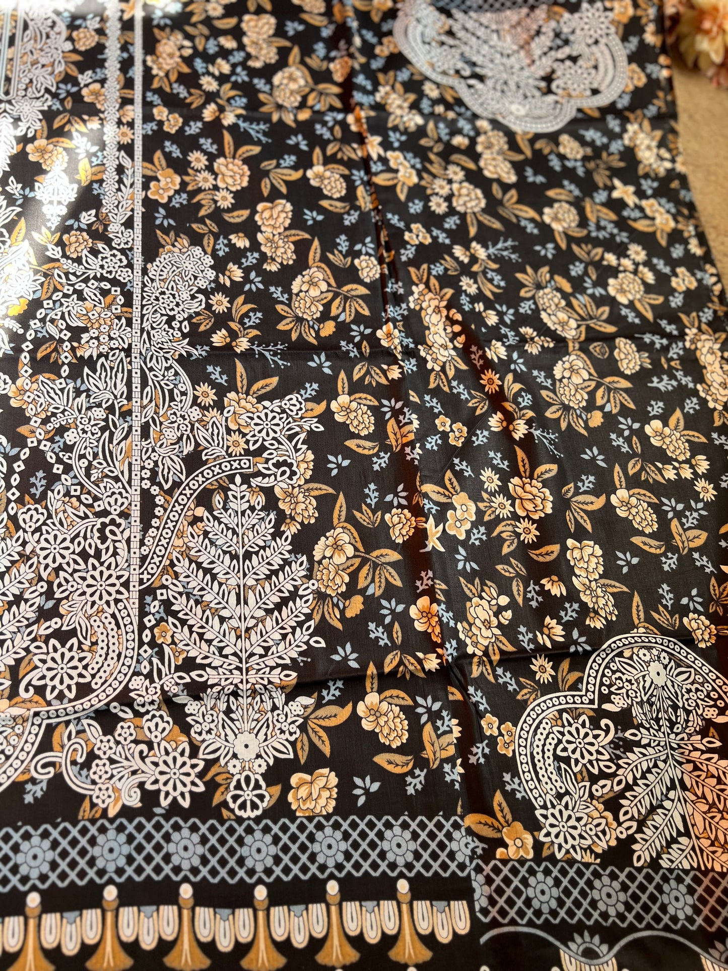 Black Blossom Summer Cotton printed suit