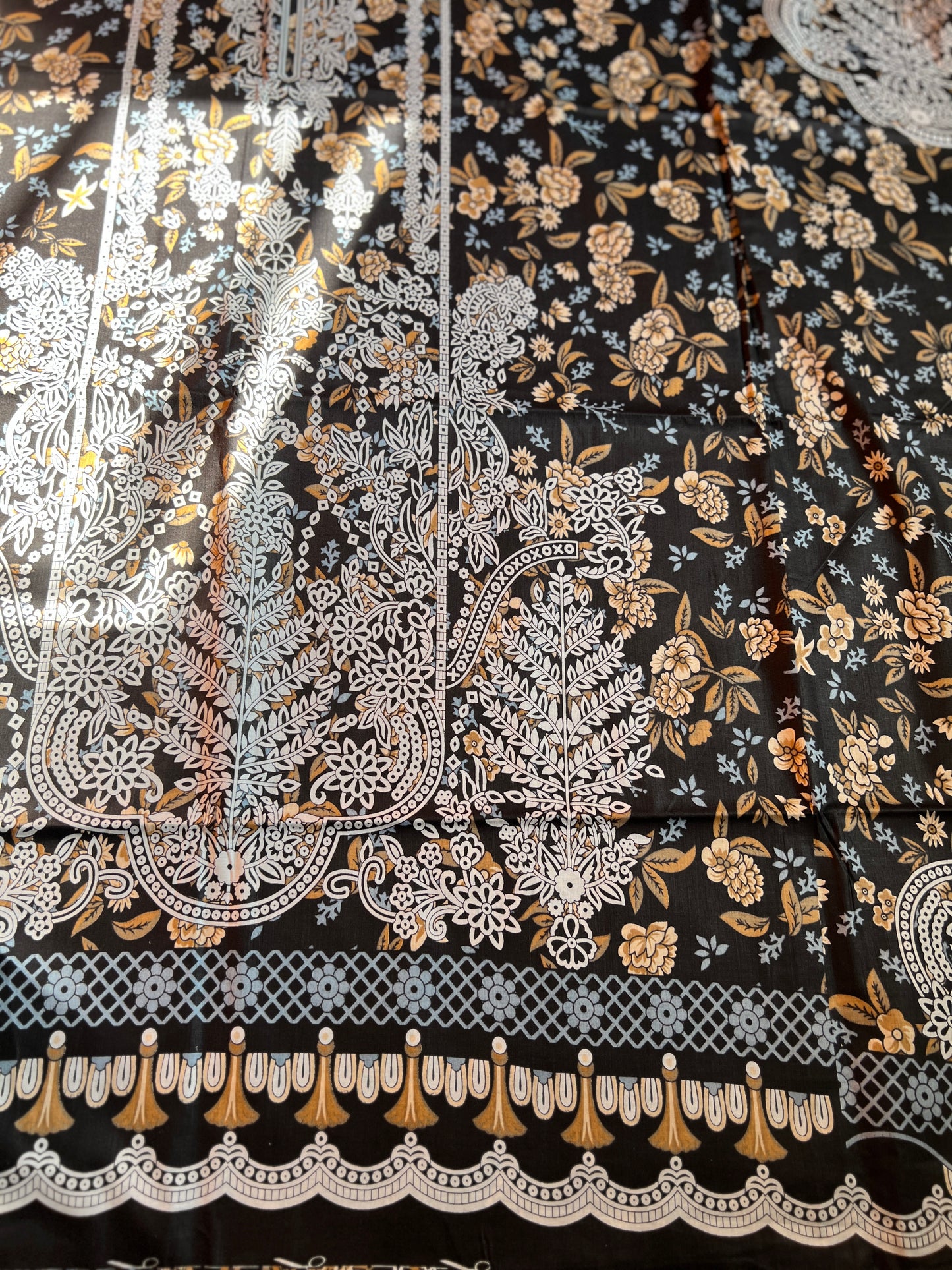 Black Blossom Summer Cotton printed suit