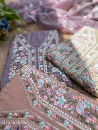 Exquisite Parsi Work  Soft Mal Chanderi Suit