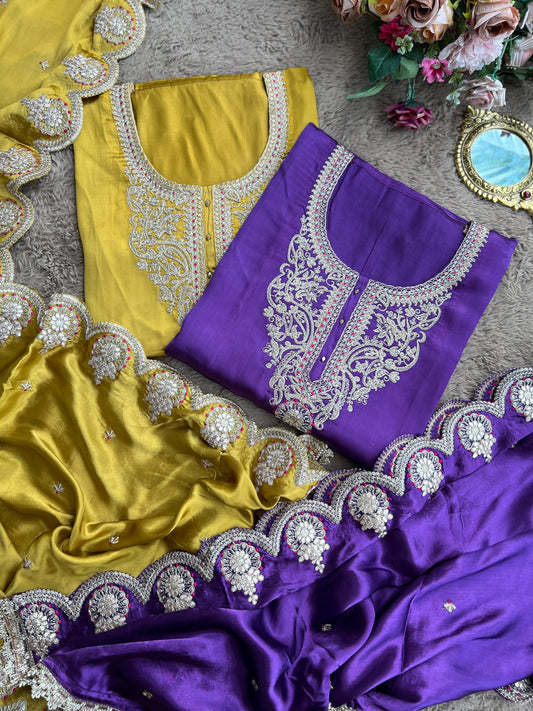 Finest Crepe Elegance with Intricate Embroidery ✨