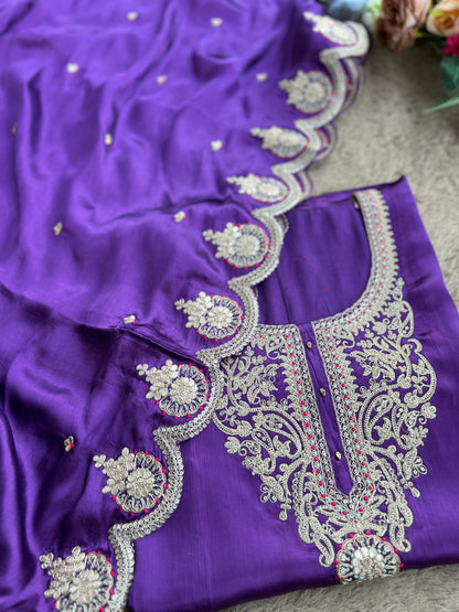 Finest Crepe Elegance with Intricate Embroidery ✨