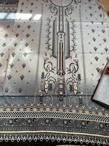 Headline:  Elegant Grey & Black Cotton Suit – Subtle Sophistication