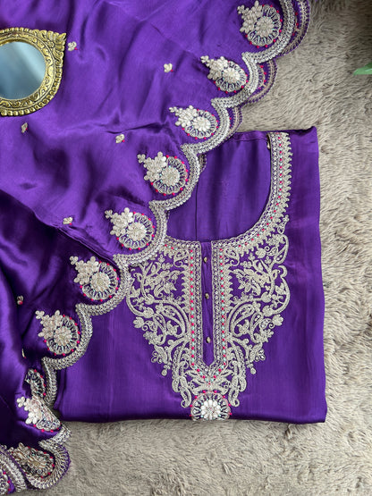 Finest Crepe Elegance with Intricate Embroidery ✨