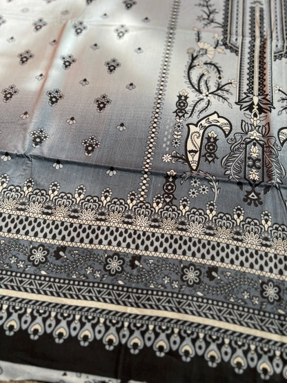Headline:  Elegant Grey & Black Cotton Suit – Subtle Sophistication