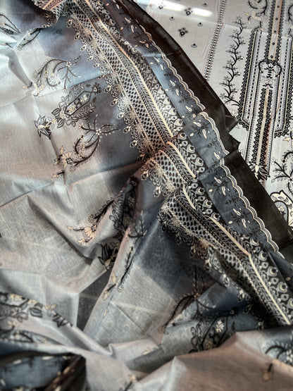 Headline:  Elegant Grey & Black Cotton Suit – Subtle Sophistication