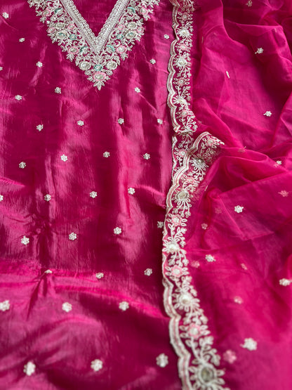 Crushed Butter Silk with Exquisite Embroidery