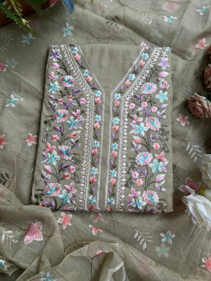 Exquisite Parsi Work  Soft Mal Chanderi Suit
