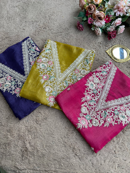 Crushed Butter Silk with Exquisite Embroidery