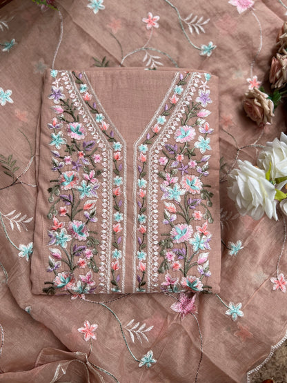 Exquisite Parsi Work  Soft Mal Chanderi Suit