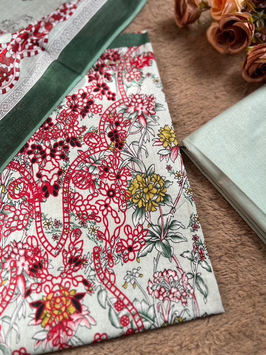 Floral Elegance Cotton Suit Set – Soft Summer Comfort