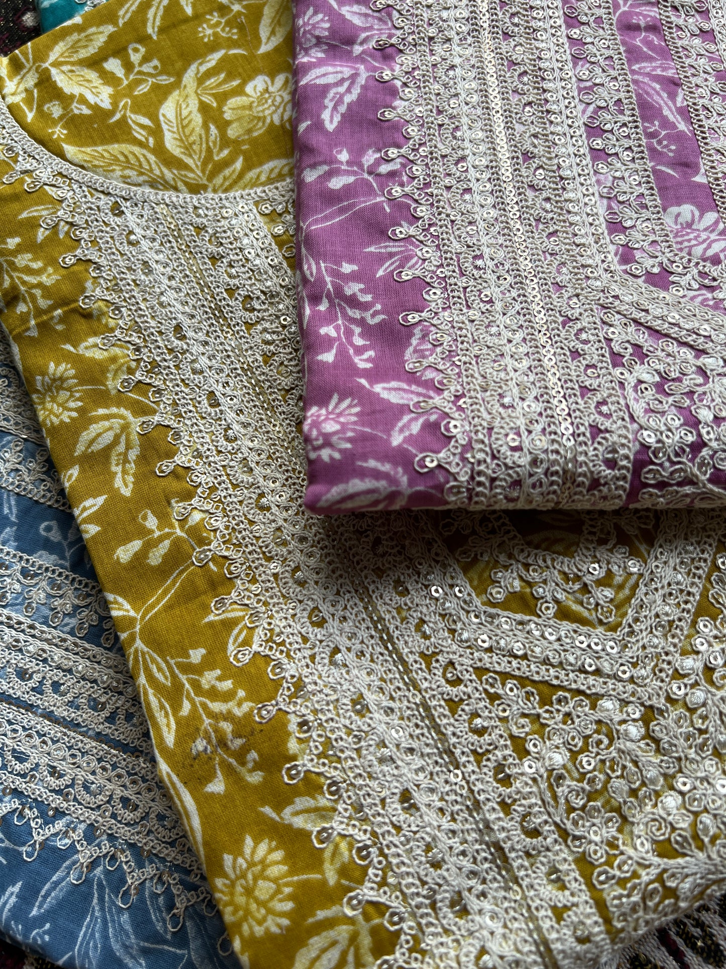 Vibrant Embroidered Cotton Suit with Chikankari Bottom and Embroidered Dupatta
