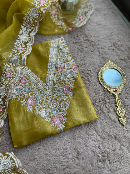 Crushed Butter Silk with Exquisite Embroidery