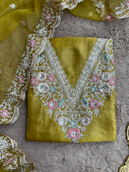 Crushed Butter Silk with Exquisite Embroidery