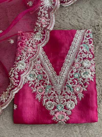 Crushed Butter Silk with Exquisite Embroidery