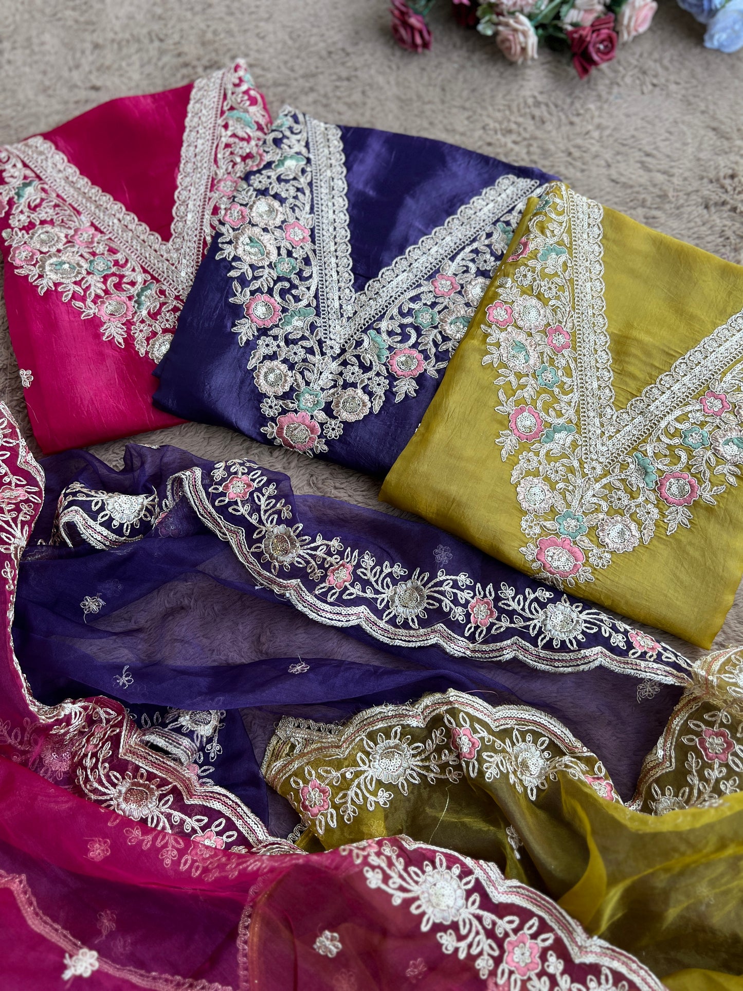 Crushed Butter Silk with Exquisite Embroidery