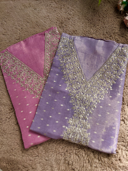 Graceful Shimmer Silk  Embroidered Suit Set