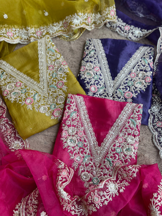 Crushed Butter Silk with Exquisite Embroidery