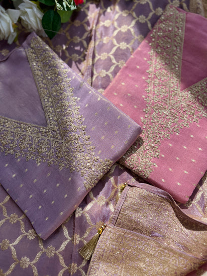 Graceful Shimmer Silk  Embroidered Suit Set