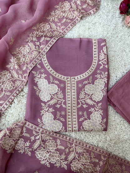Stunning pastel shades Viscose Organza Salwar Suit