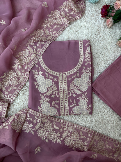 Stunning pastel shades Viscose Organza Salwar Suit