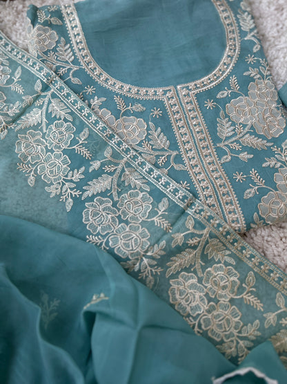 Stunning pastel shades Viscose Organza Salwar Suit