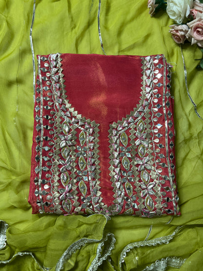 Radiant Shimmer Silk Suit with Gotapatti Elegance