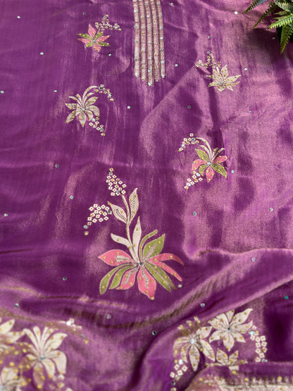 Exquisite Shimmer Jacquard Banarasi Floral Embroidered Suit Set