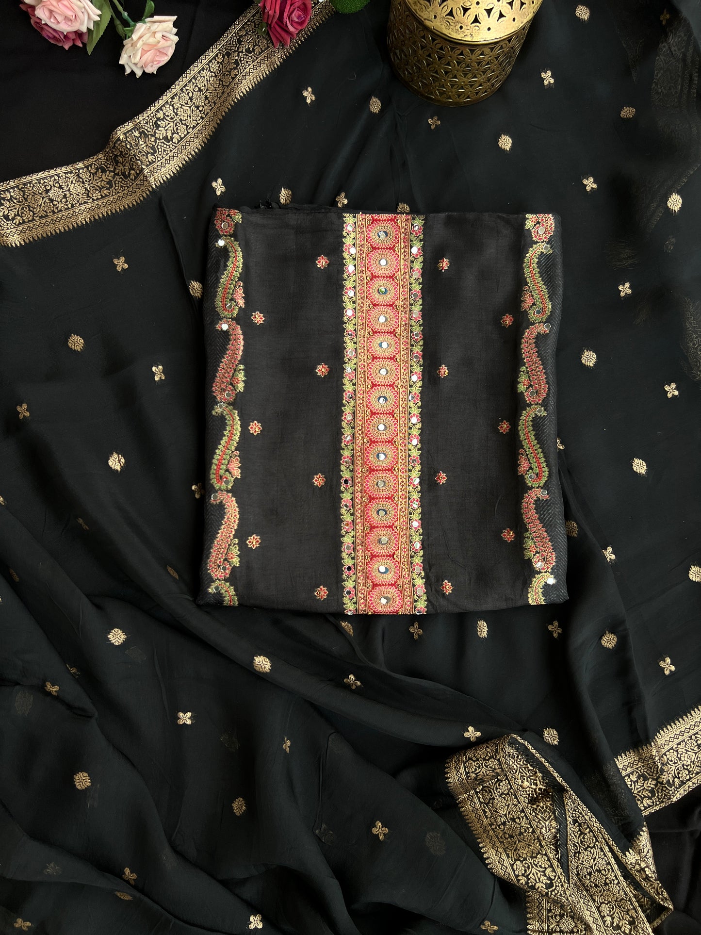 Black Suit With Banarasi Dupatta