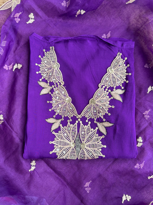 Stunning Embroidered Viscose Georgette Organza Salwar Suit