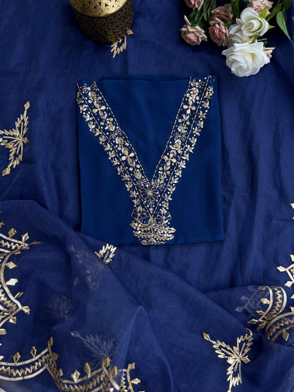 Indigo charm Kachcha Patti Dupatta
