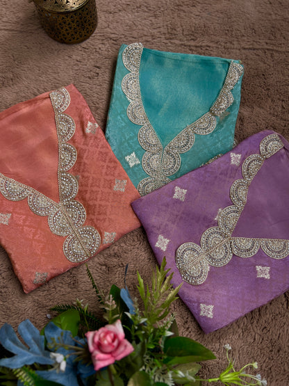 Shimmering Silk Top with Exquisite Lace & Gota Detailing
