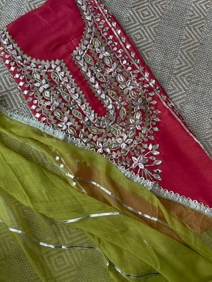 Radiant Shimmer Silk Suit with Gotapatti Elegance