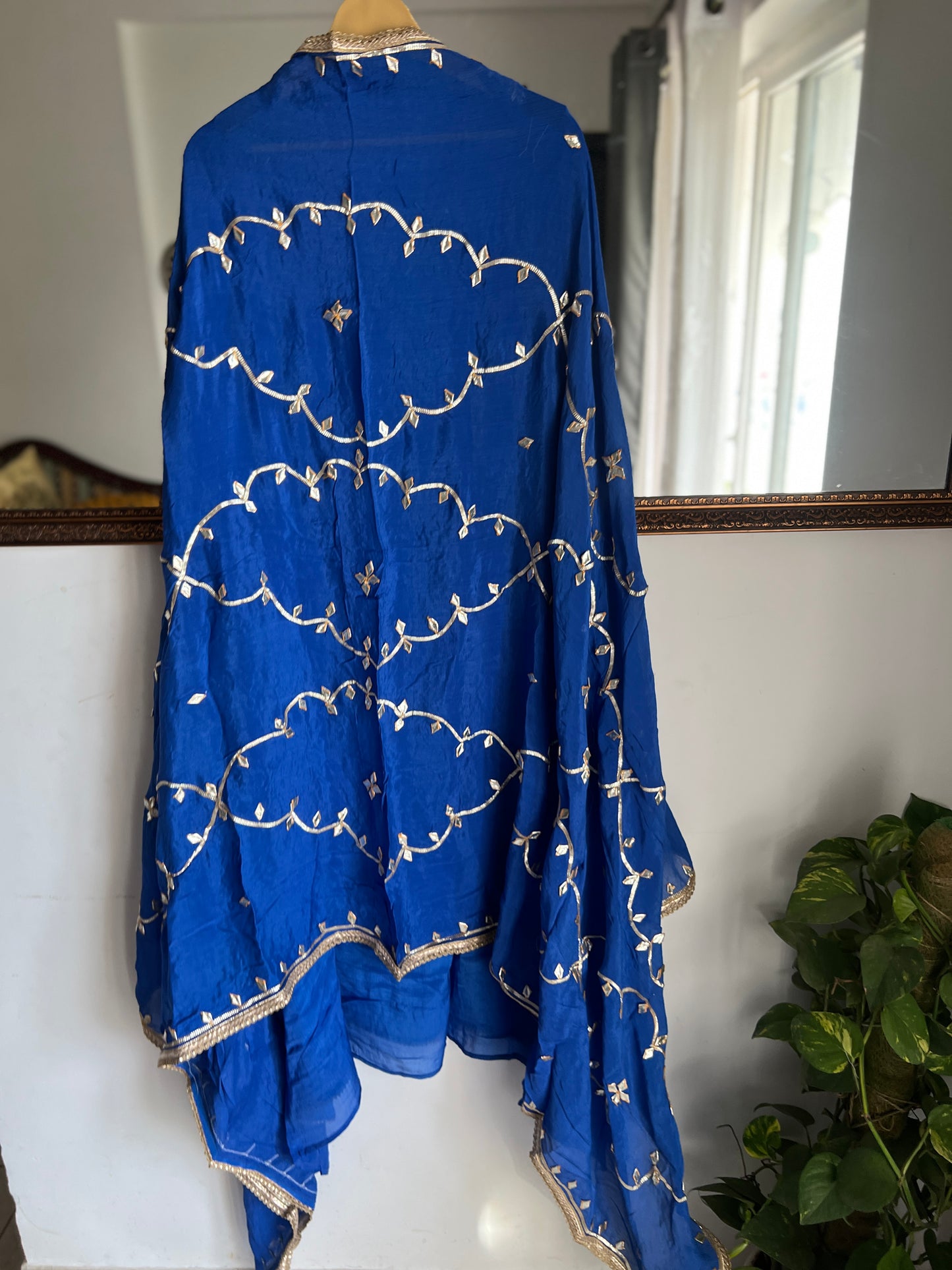 Blue Chinnon Gotapatti