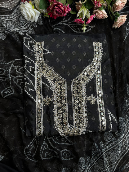 Vibrant Crepe Top with Bandhej Print Elegance