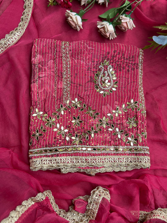 Radiant Magenta Silk with Exquisite Mirror Work