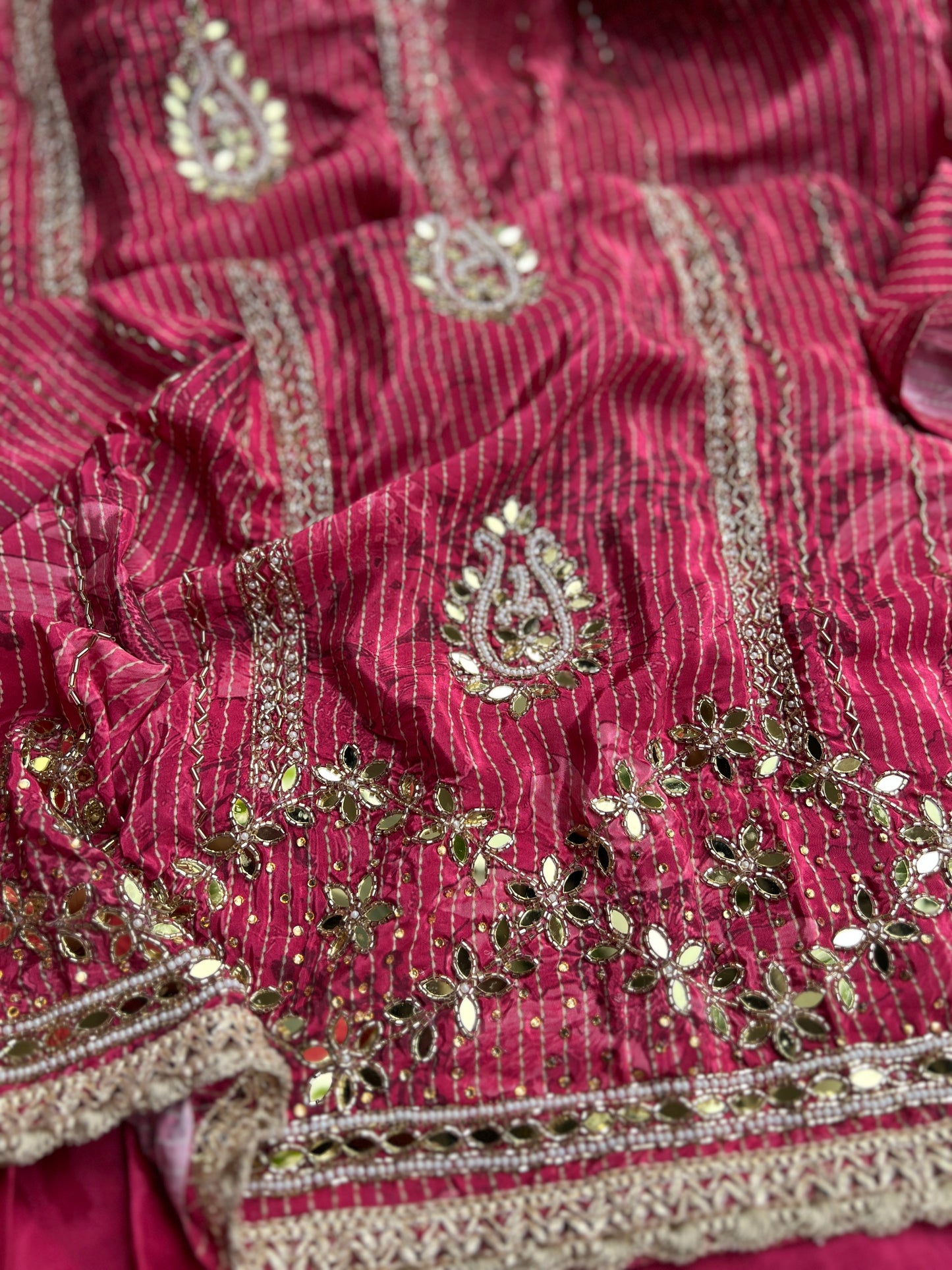 Radiant Magenta Silk with Exquisite Mirror Work