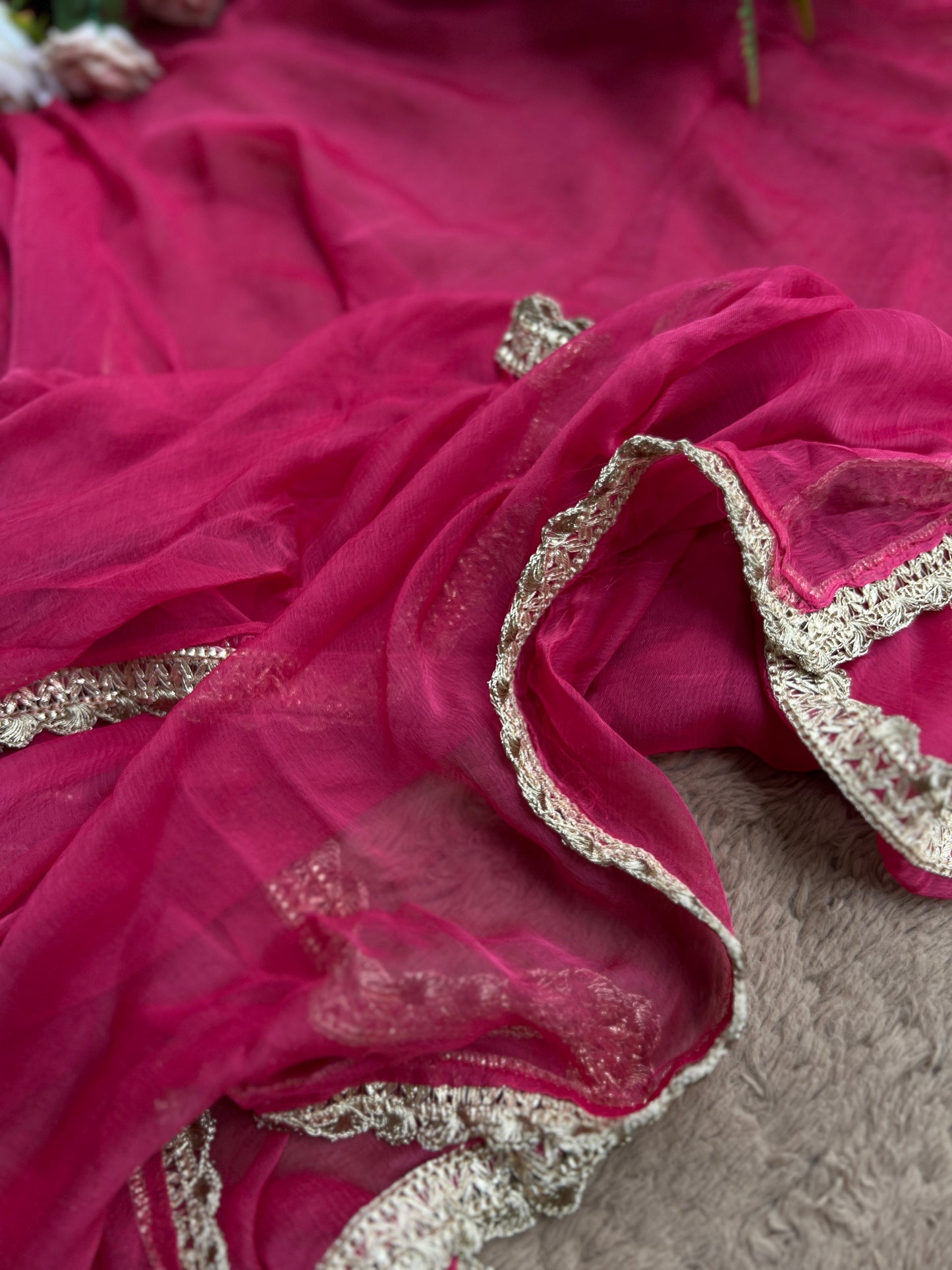 Radiant Magenta Silk with Exquisite Mirror Work