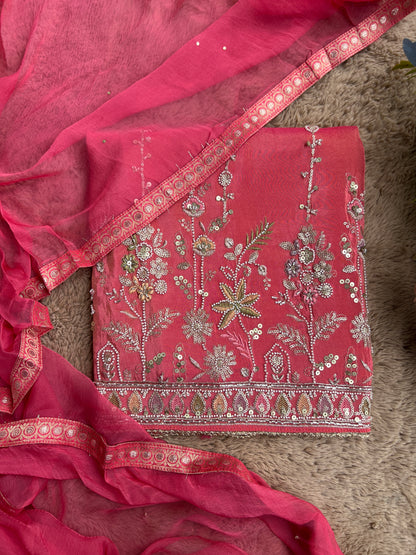 Shimmering Silk Elegance with Beaded Pearl Accents