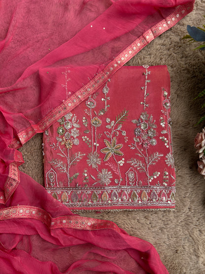 Shimmering Silk Elegance with Beaded Pearl Accents