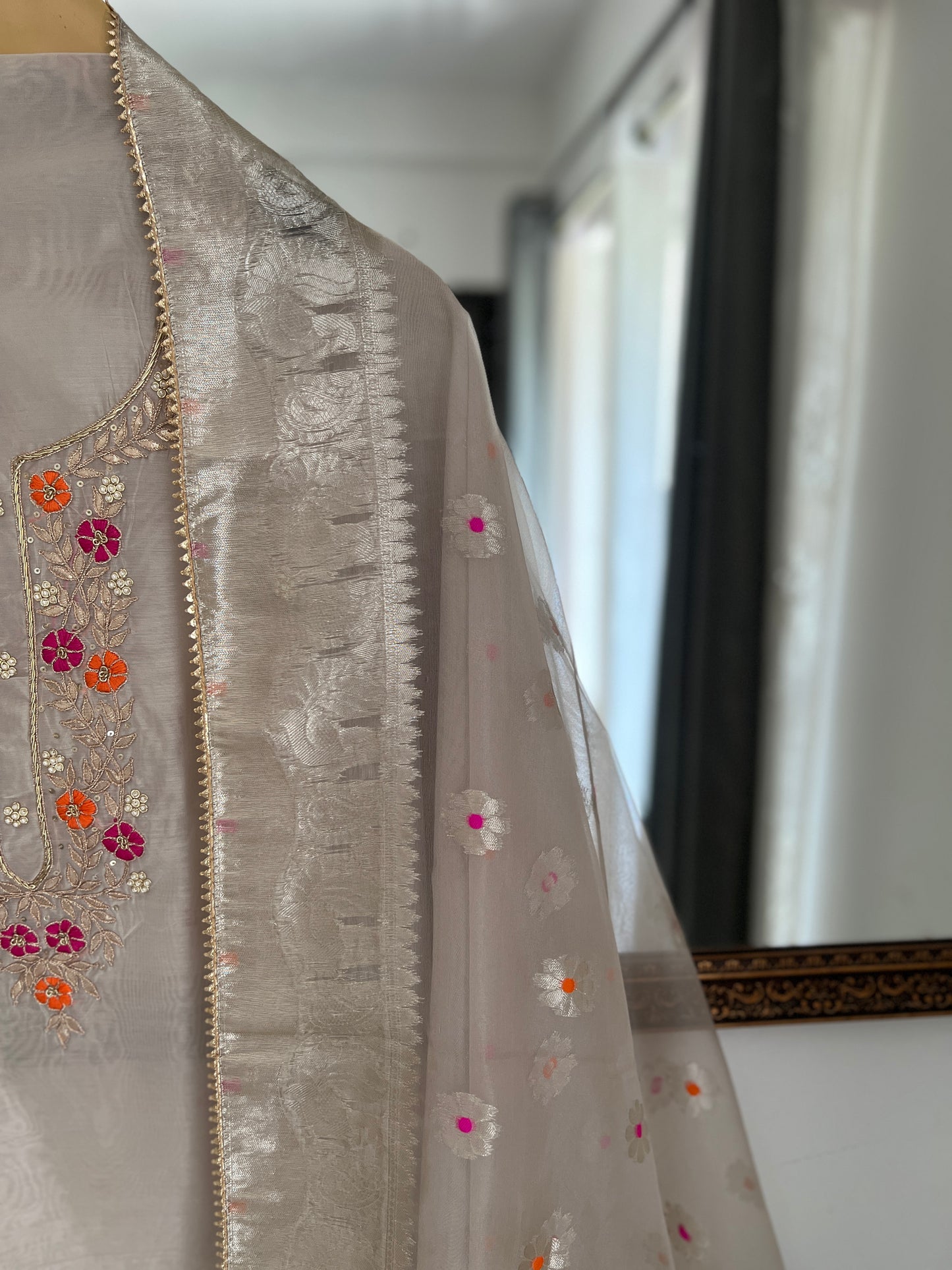 Ivory Glow – Chanderi Silk with Tissue Dupatta ✨