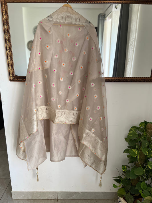 Ivory Glow – Chanderi Silk with Tissue Dupatta ✨