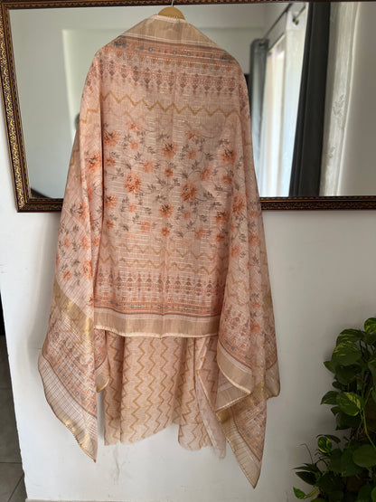 Pastel Glow in Linen with Exquisite Handwork