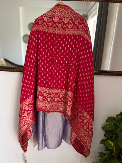 Lavendar Rani Silk Suit with Exquisite Hand Embroidery & Banarasi Char (Copy)