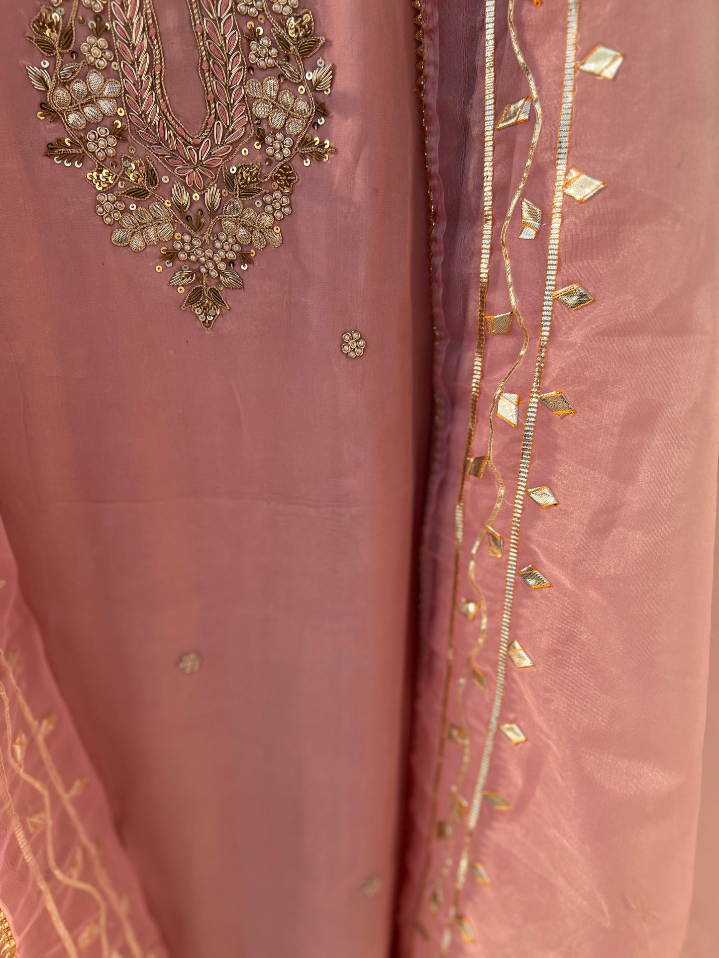 Festive Lavender Outfit with Delicate Gota Patti Embellishments