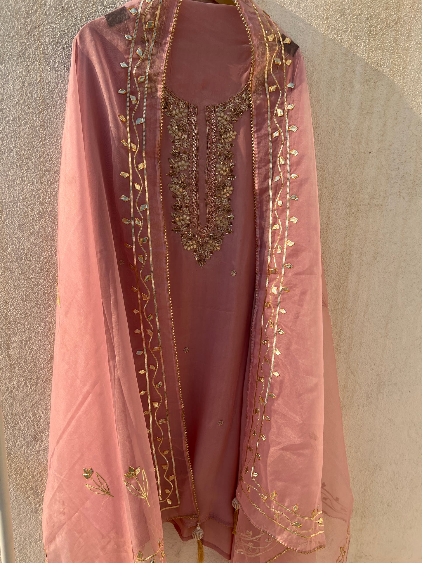 Festive Lavender Outfit with Delicate Gota Patti Embellishments