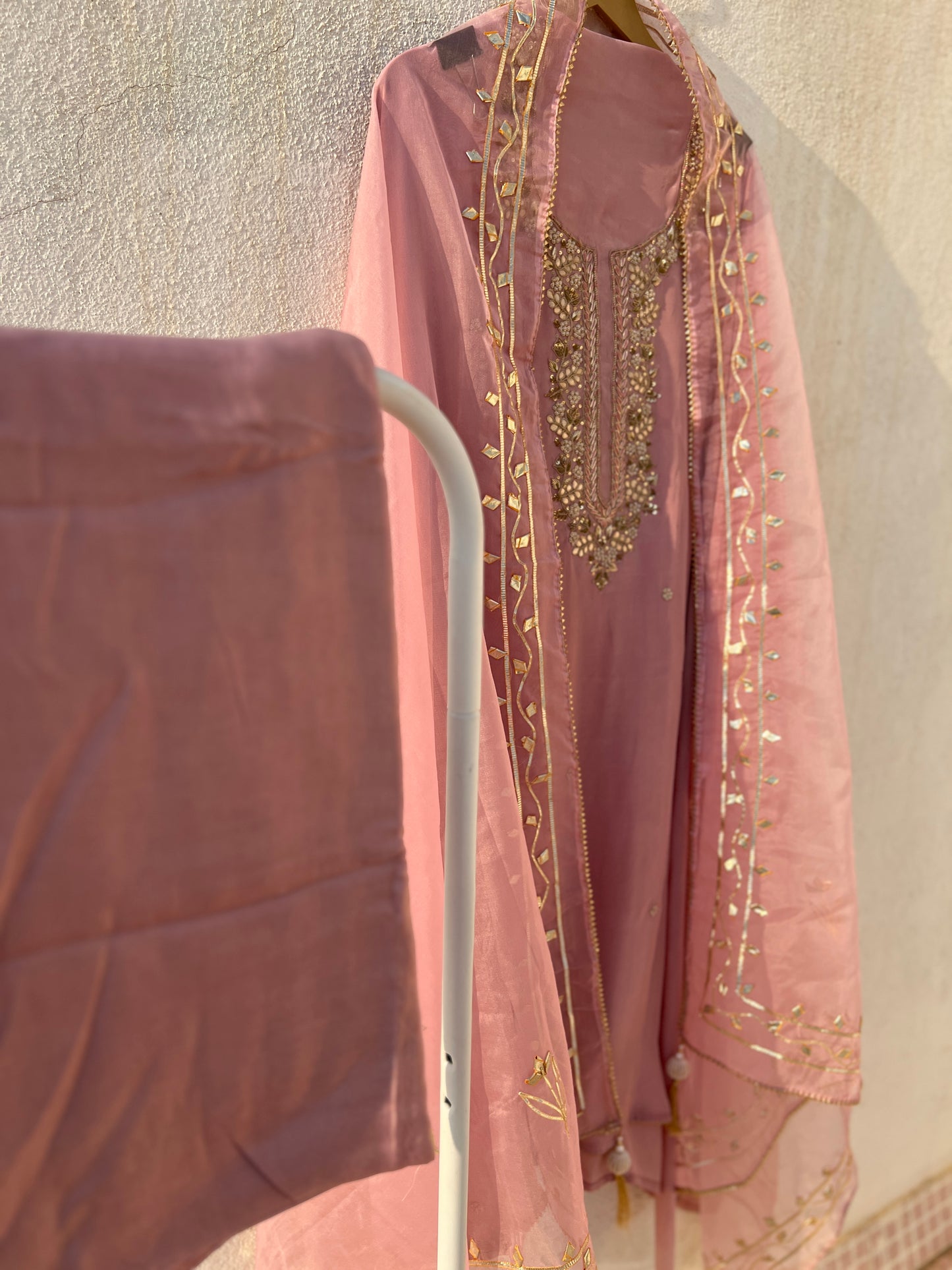 Festive Lavender Outfit with Delicate Gota Patti Embellishments