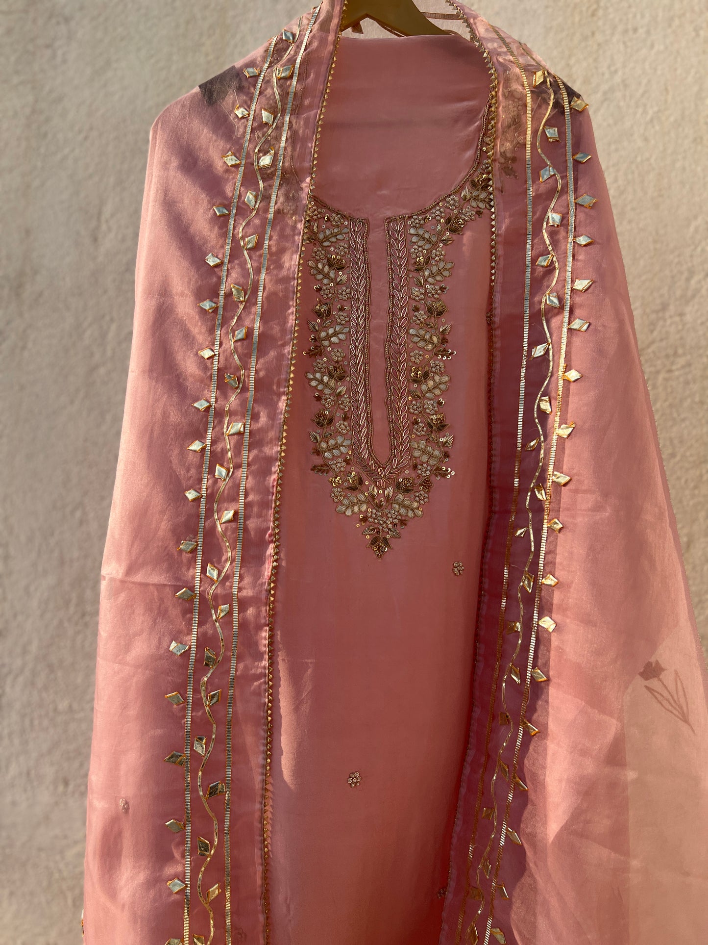 Festive Lavender Outfit with Delicate Gota Patti Embellishments