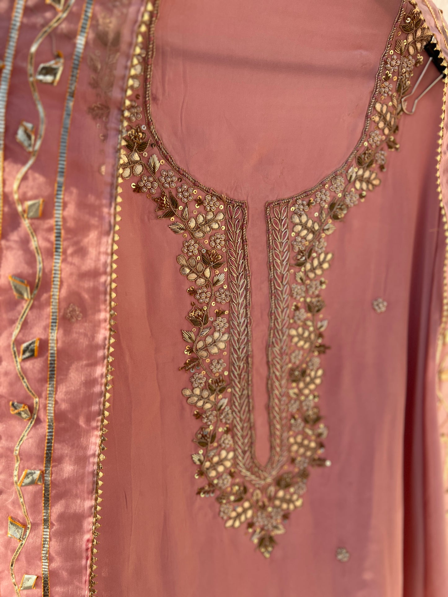 Festive Lavender Outfit with Delicate Gota Patti Embellishments